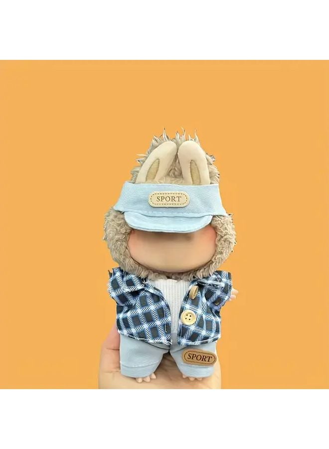 Striped Glasses Plaid Suit Clothes Set For 7 Inch Dolls - Image 5