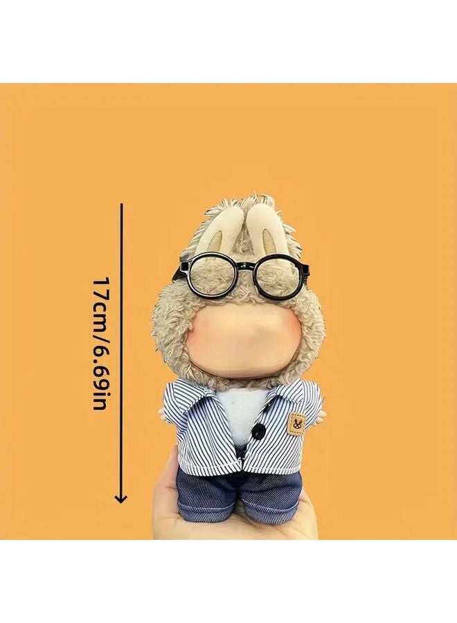 Striped Glasses Plaid Suit Clothes Set For 7 Inch Dolls - Image 3