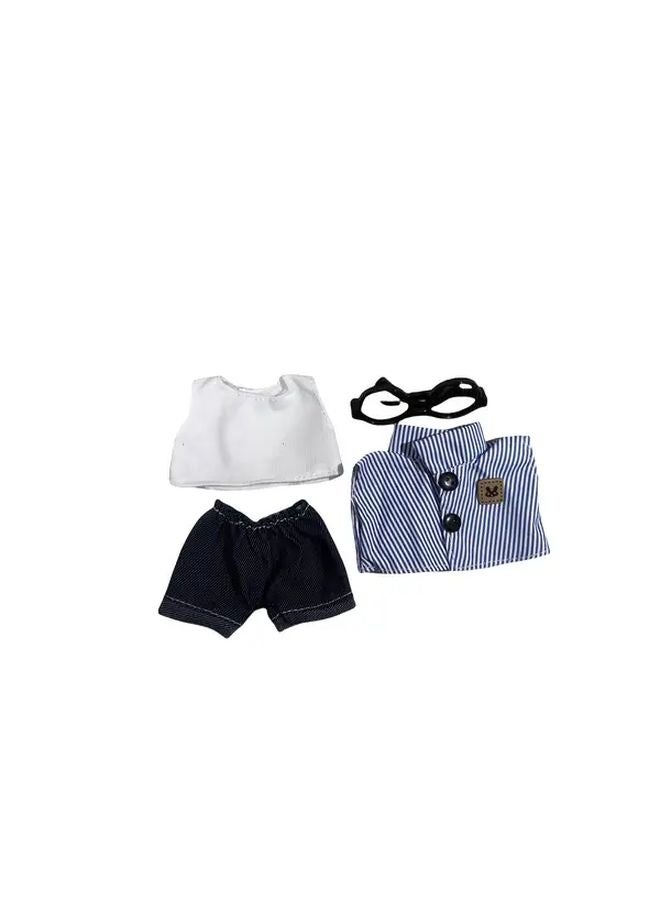 Striped Glasses Plaid Suit Clothes Set For 7 Inch Dolls - Image 1