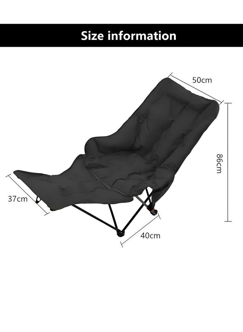 Valiant Glow Folding chair filled with cotton | Portable  Seat for Adults | Detachable footrest | Multi-Purpose Chair for Camping, Hiking, Car Travel, Road Trips, Beach, Disaster Preparedness, Outdoor Survival （Black） - Image 2