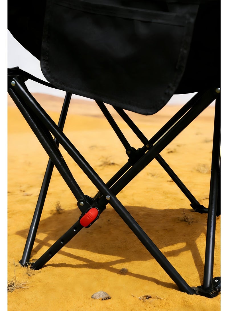 Valiant Glow Folding chair filled with cotton | Portable  Seat for Adults | Detachable footrest | Multi-Purpose Chair for Camping, Hiking, Car Travel, Road Trips, Beach, Disaster Preparedness, Outdoor Survival （Black） - Image 5