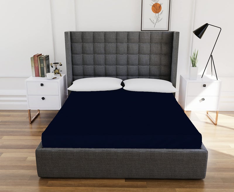 ACHIR Terry Cotton Ultra Soft Waterproof Mattress Protector/Bed Cover - 78"x36", Single Size, Navy Blue - Image 5