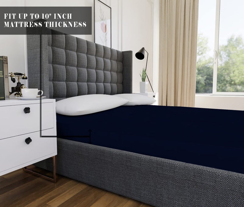 ACHIR Terry Cotton Ultra Soft Waterproof Mattress Protector/Bed Cover - 78"x36", Single Size, Navy Blue - Image 4