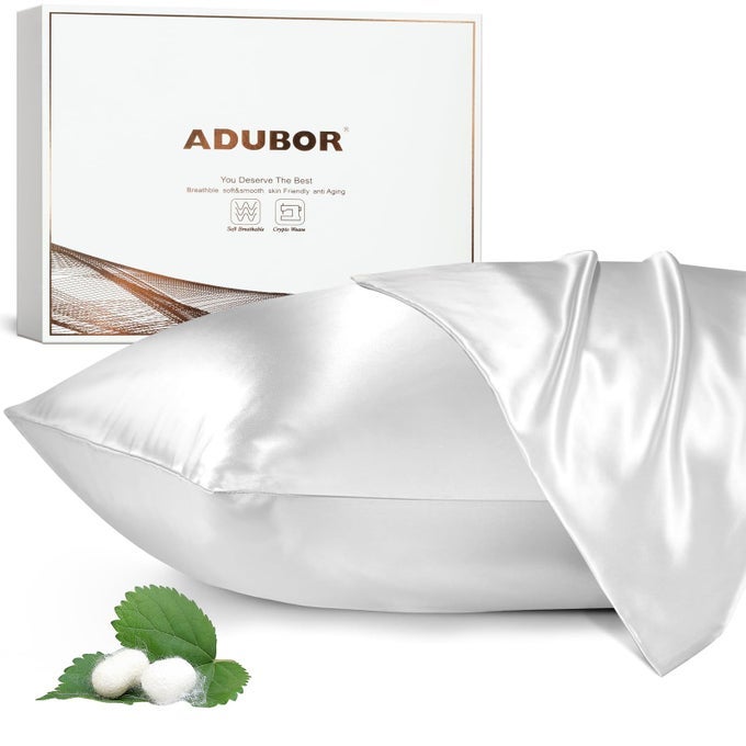 SILK PILLOW CASE 23 MOMME 6A GRADE FIBERS 900 THREAD COUNT SILK PILLOW CASES FOR HAIR AND SKIN HEALTH WITH HIDDEN ZIPPER KING 2040 WHITE 1PC