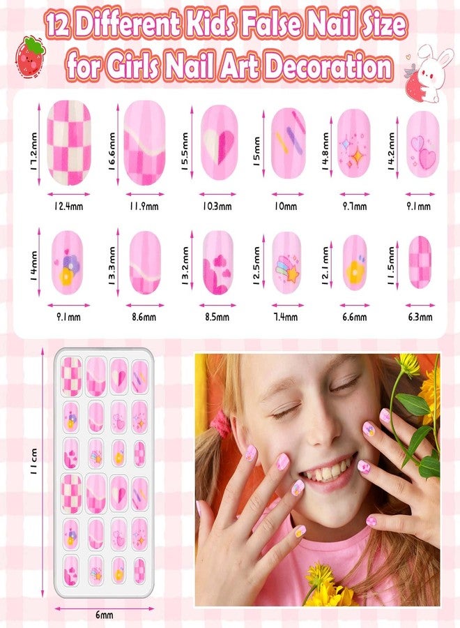 Acejoz 288 Pieces Kids Stick On Nails Girls, Acejoz Fake Nails Set Self Adhesive Press on Nails Tips for Little Girls Children 8-12 Year Kids Nail Decoration - Image 3