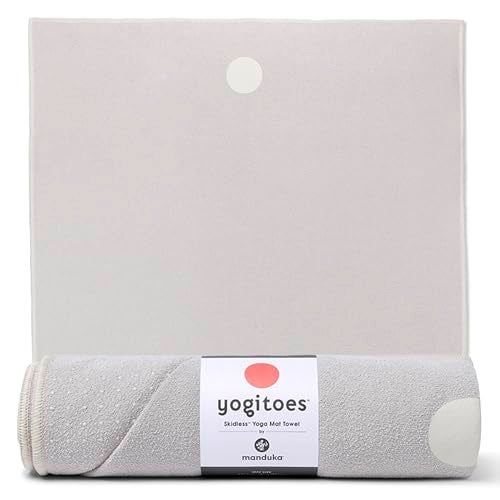Manduka Yogitoes Hot Yoga Mat Towel 71 Moisture Activated Grip Patented Silicone Nubs Highly Absorbent Durable Easy Care Made from Recycled Materials 71 x 24 Inches Linen - Image 1