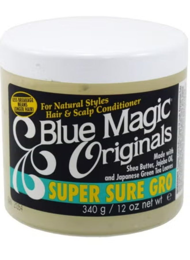 BLUE MAGIC Originals Super Sure Gro For 100% Natural Styles Hair And Scalp Conditioner 340 g