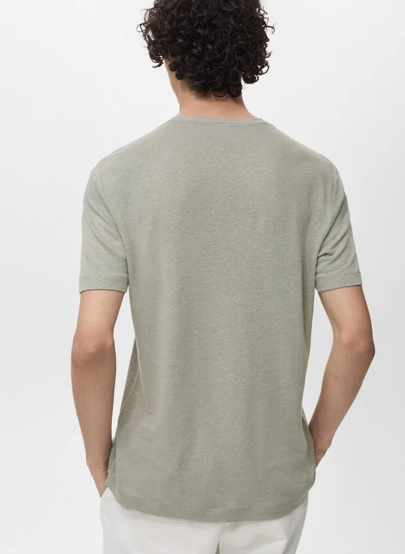 مانجو مان Linen slim-fit t-shirt