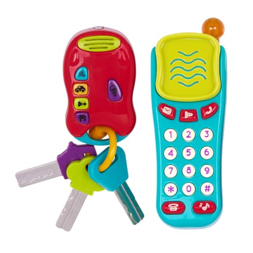 Battat Sensory Toys Pretend Phone Keychain Toddler Light Up Toy Car Keys 10 Months Light Sound - Image 1