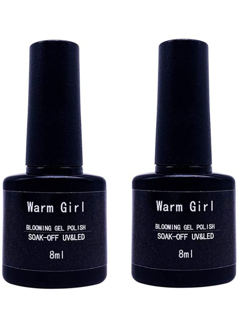 Warm Girl - Warm Girl 2pcs Nail Blooming Gel Clear Nail Blooming Gel Polish for Nail Art Decoration Blooming Effect Nail Art Gel DIY and Salon Use Blossom Gel for Manicure Art Design - Image 1