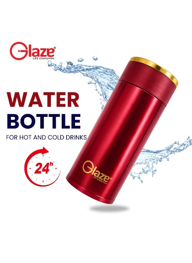 Glaze Water Bottle 304 Stainless Steel Vacuum Insulated Hot & Cold Leak-Proof 260ml Red - Image 2