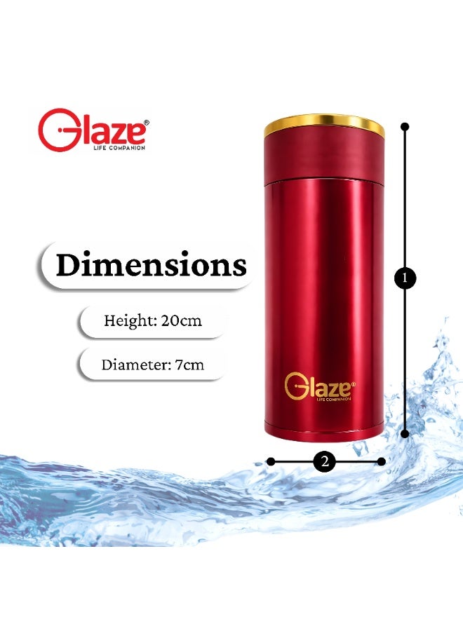 Glaze Water Bottle 304 Stainless Steel Vacuum Insulated Hot & Cold Leak-Proof 260ml Red - Image 3