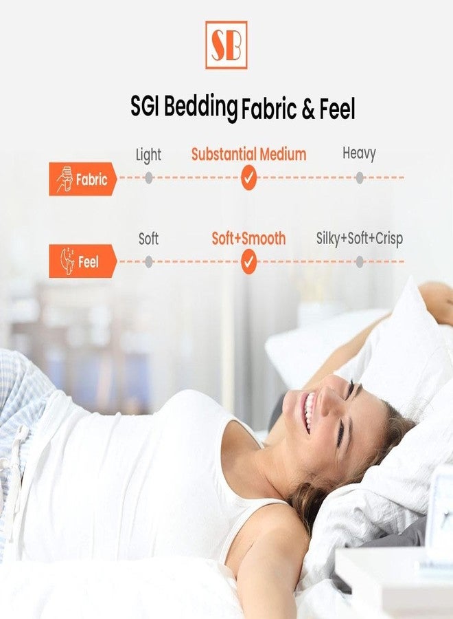 SGI bedding ملاءة سرير مسطحة من إس جي آي مع غطائي وسادة، مقاس كوين، لون رمادي فاتح سادة، عدد الخيوط 300، قطن مصري 100%، ناعمة، مقاومة للتجاعيد، سهلة العناية. - Image 5