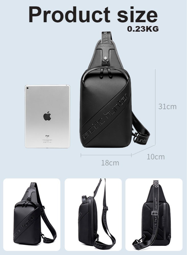 ARCTIC HUNTER Lightweight Chest Sling Bag, Business Travel Crossbody Money Wallet Phone Bag fits Tablet for Men, Black - Image 3