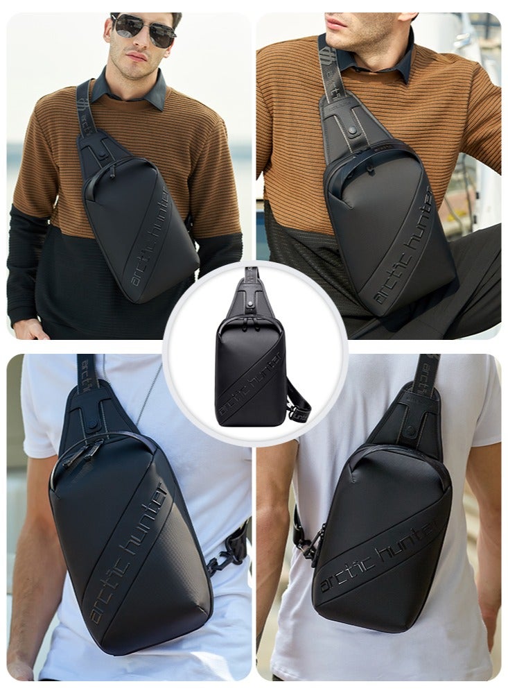 ARCTIC HUNTER Lightweight Chest Sling Bag, Business Travel Crossbody Money Wallet Phone Bag fits Tablet for Men, Black - Image 2