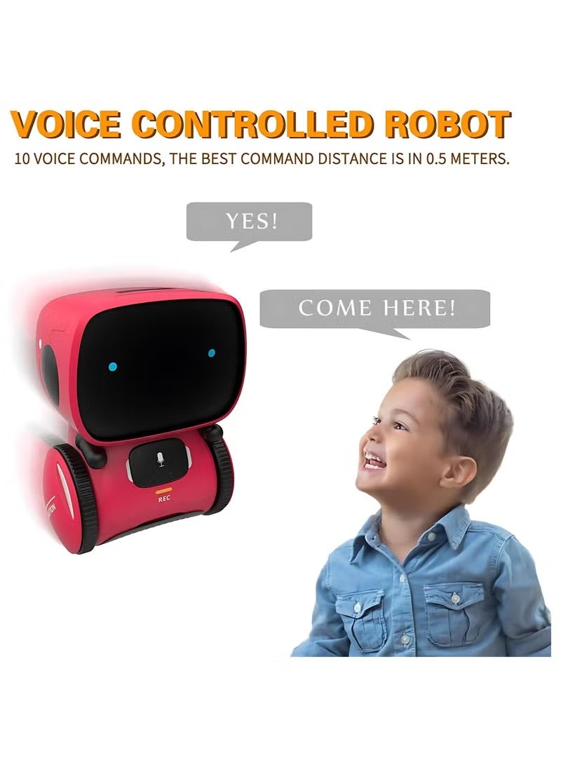 أر إيه سي لعبة روبوت ذكي صغير للأطفال - روبوت ناطق يُتحكم به صوتيًا مع أضواء وأصوات، لعبة تعليمية تفاعلية للأولاد والبنات من سن 3 سنوات فما فوق (أحمر) - Image 4