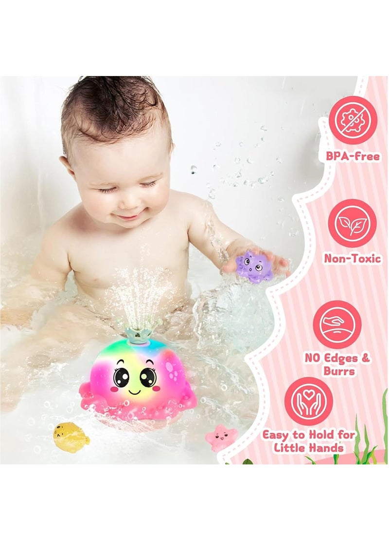 GUDOO - Baby bath toy children's water toy water toy octopus with light bath toy pool water spray toy with numerous decorative accessories for Toddlers Infant Kids Boys Girls Automatic Spray Water Baby Toy - Image 1