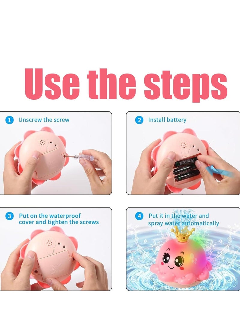 GUDOO - Baby bath toy children's water toy water toy octopus with light bath toy pool water spray toy with numerous decorative accessories for Toddlers Infant Kids Boys Girls Automatic Spray Water Baby Toy - Image 1