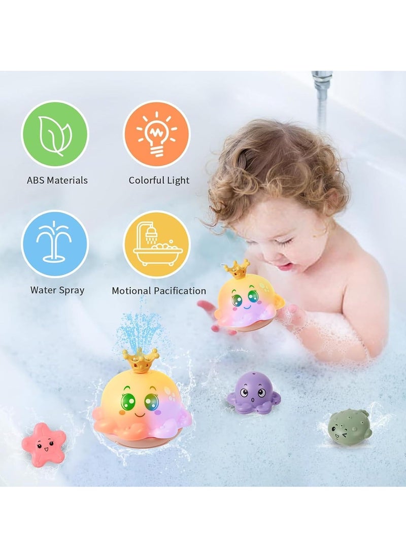 GUDOO - Baby bath toy children's water toy water toy octopus with light bath toy pool water spray toy with numerous decorative accessories for Toddlers Infant Kids Boys Girls Automatic Spray Water Baby Toy - Image 1