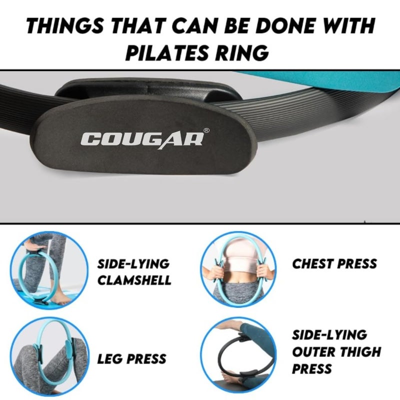 Cougar Pilates Ring 38mm Fitness Circle Lightweight & Dual Foam Padded Handles Yoga Ring for Toning Arms, Thigh Toner, Inner Thigh Exercise Equipment, Core Strength Upper Body Workout - Image 4