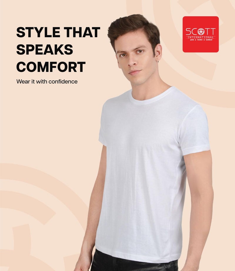 Scott International T Shirt for Men | Plain Round Neck T Shirt | Cotton Tshirt for Men | Men's T-Shirts | Tshirts for Mens Stylish (Pack of 1) - Image 4