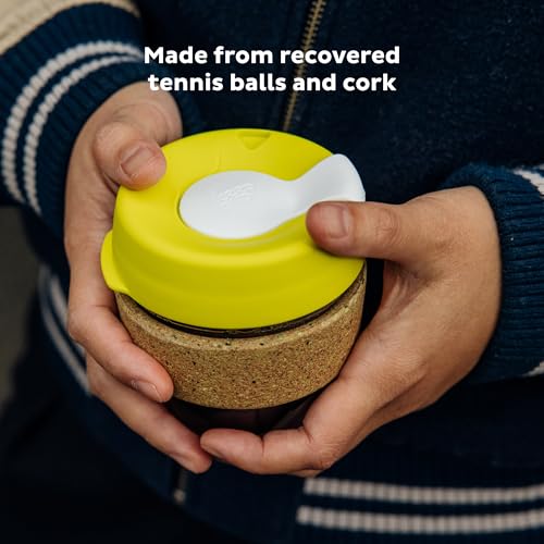 KeepCup Ace Range - Reusable Coffee Cup Tempered Glass and Recovered Tennis Ball Cork Band, Small 8oz/227ml - Rally - Image 2