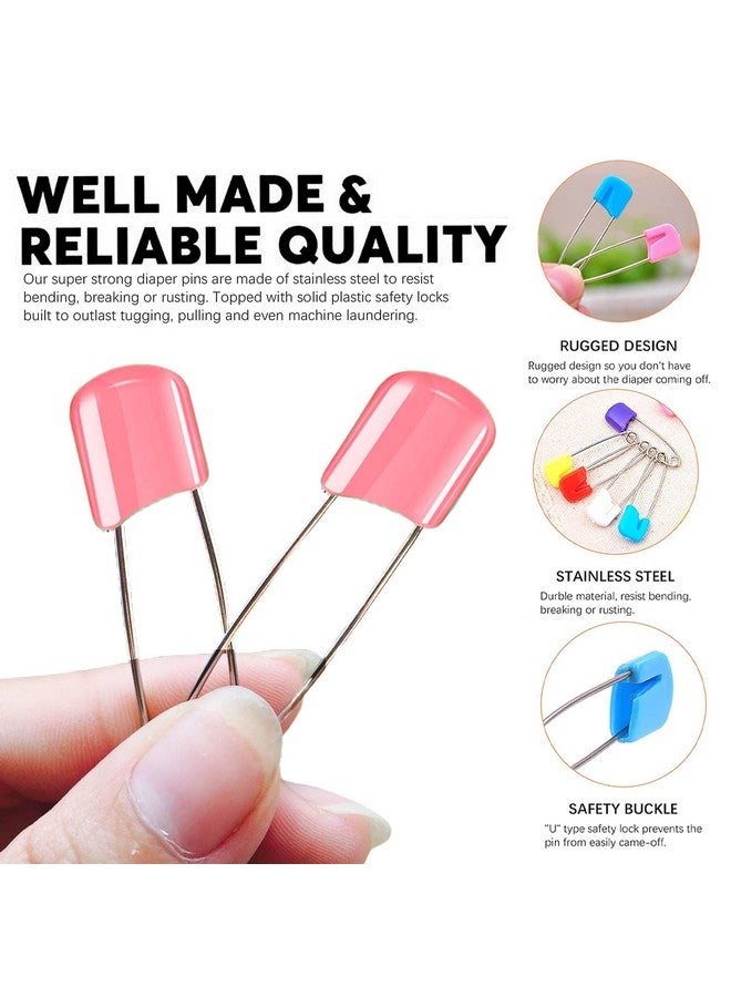 Lxnoap 10 pcs Cloth Diaper Pins Stainless Steel Traditional Safety Pin (Pink) - Image 3