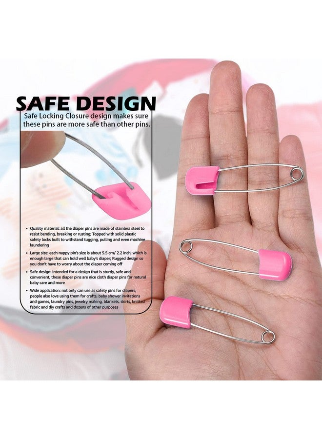 Lxnoap 10 pcs Cloth Diaper Pins Stainless Steel Traditional Safety Pin (Pink) - Image 2