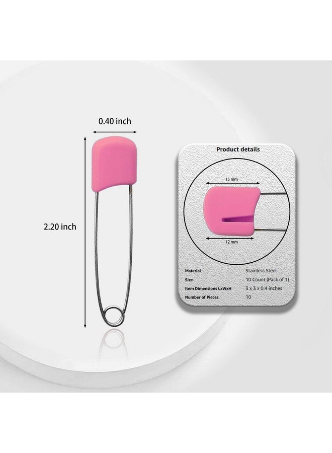 Lxnoap 10 pcs Cloth Diaper Pins Stainless Steel Traditional Safety Pin (Pink) - Image 1