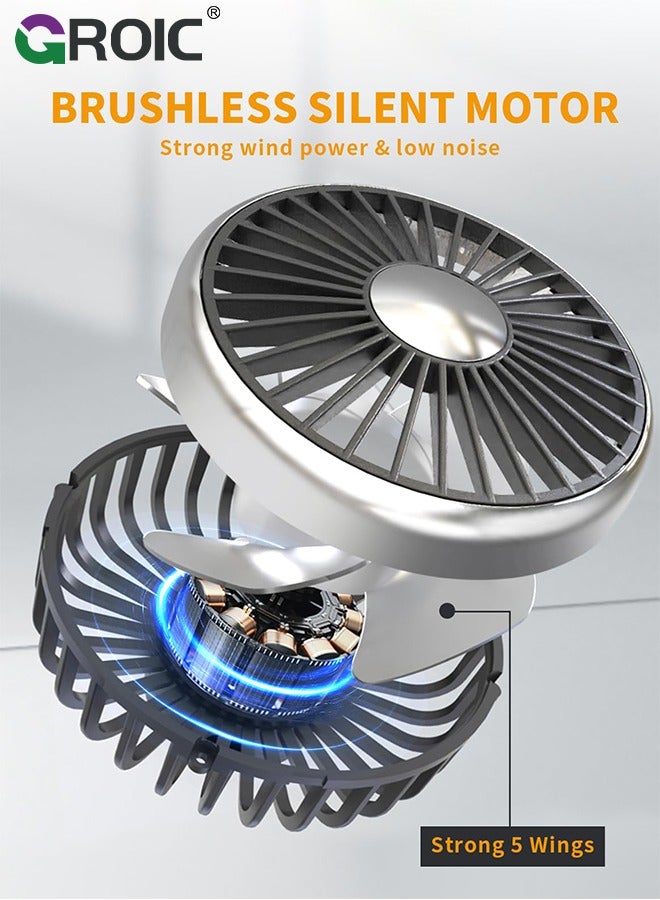 GROIC Car Fan for Backseat, Dual Head Hose Car Seat Fan with Led Lights, Portable USB Fan for Car, 3 Speeds and 360 Degree Rotatable Cooling Car Fans for Vehicles RV SUV Truck - Image 3