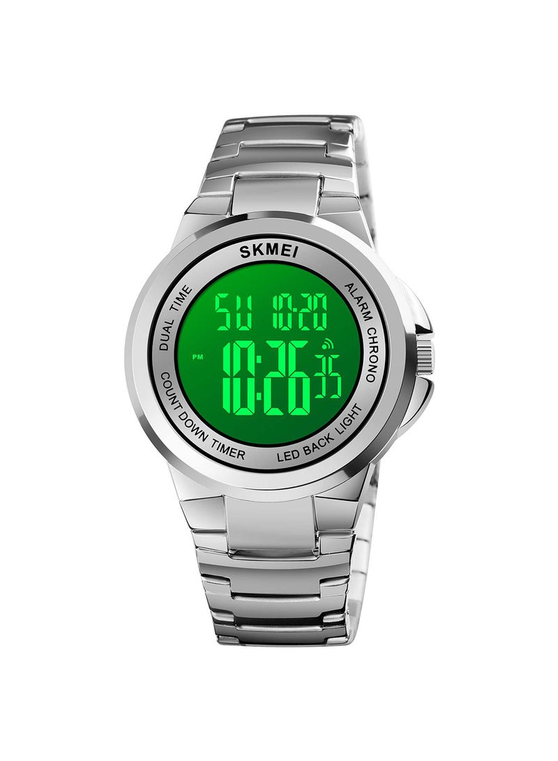 Men's Fashion Digital Stainless Steel Waterproof Wrist Watch 2171SIWT - Image 2