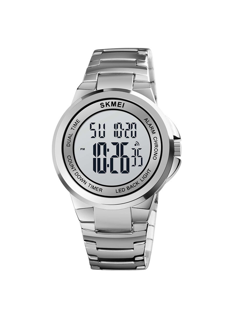 Men's Fashion Digital Stainless Steel Waterproof Wrist Watch 2171SIWT - Image 1