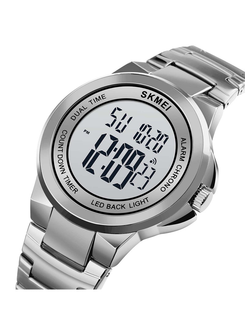 Men's Fashion Digital Stainless Steel Waterproof Wrist Watch 2171SIWT - Image 3
