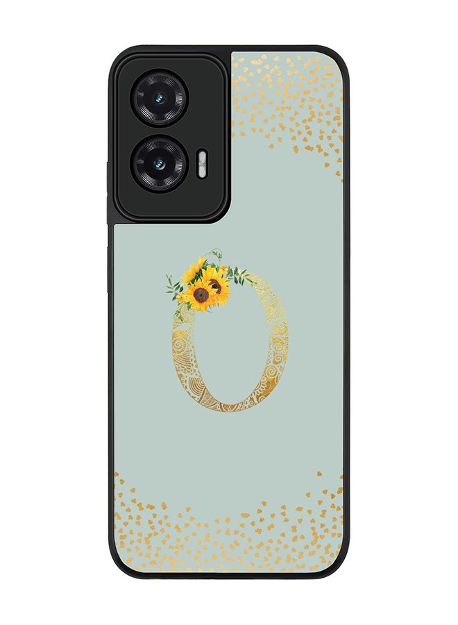 Stylizedd For Motorola Moto G35 Case,Slim fit Camera Protection, Shockproof Thin Phone cover  - Custom Floral Monogram - O  (Light Grey )