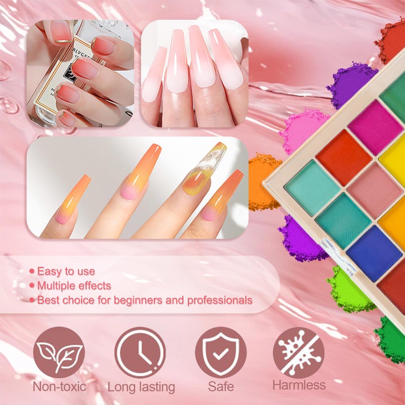 MKNZOME Nail Pigment Powder Palette, 16 Colors Solid Pigment Powder for Nails Set Pigmentos para UÃ±as, Nail Art Manicure DIY Accessories - Image 4