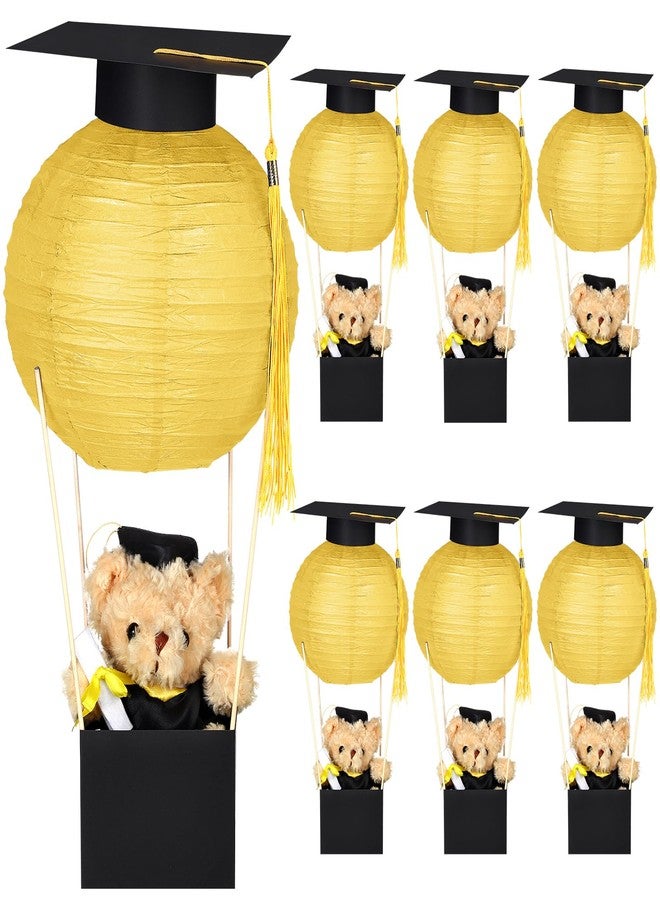 Silipull 6 Sets Graduation Table Centerpieces Hot Air Balloon Party Decorations Graduation Paper Lantern with Small Cap Tassel Table Decor Congrats Grad Party Supplies (Hot Air Balloon,Gold) - Image 1