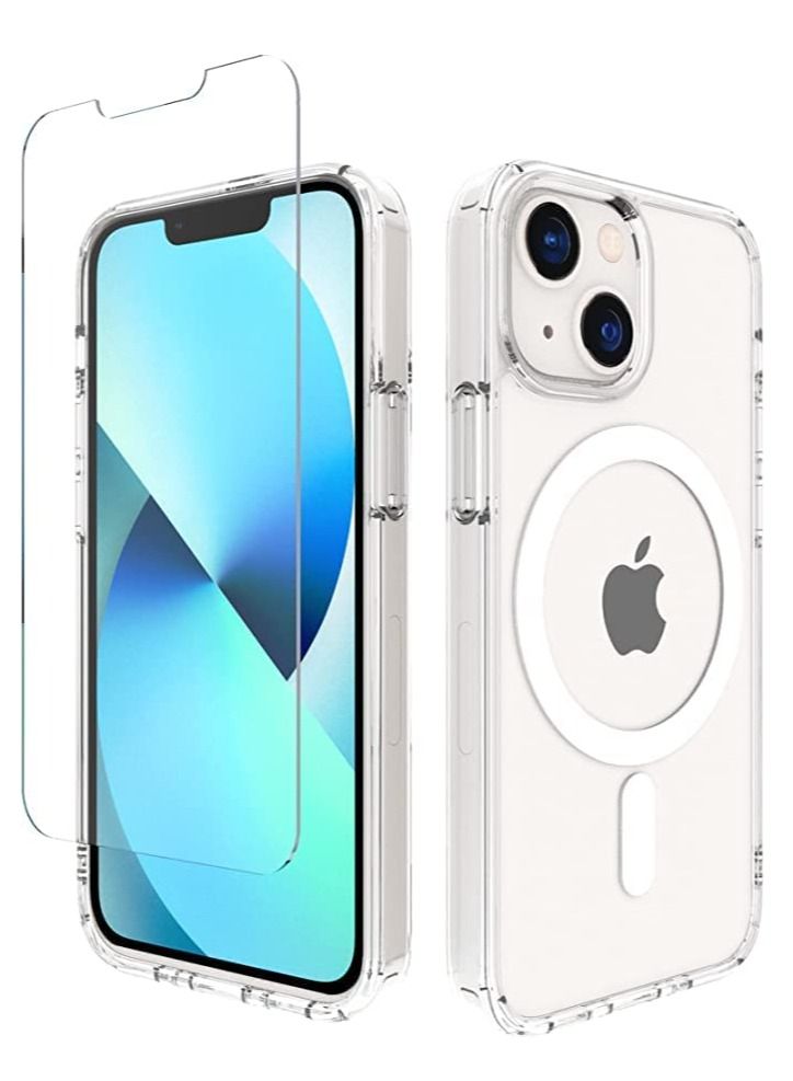 Magnetic iPhone 14 Clear case with Screen Protector,Compatible with Magsafe,Non-Yellowing,Military Grade Tested,Slim Shockproof,Clear - Image 2