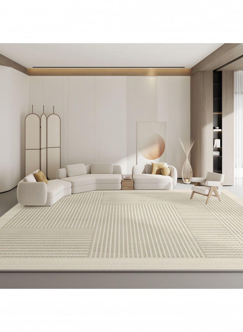 GGEROU Cream Area Rug for Bedroom Living Room, Waterproof Modern Large Rug Non Slip Carpet Multisize Geometric Pad Oriental Mat 160x230cm - Image 1