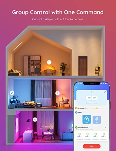 Govee Smart Light Bulbs, Color Changing Light Bulb, Work with Alexa and Google Assistant, 16 Million Colors RGBWW, WiFi & Bluetooth LED Light Bulbs, Music Sync, A19, 800 Lumens, 4 Pack - Image 5