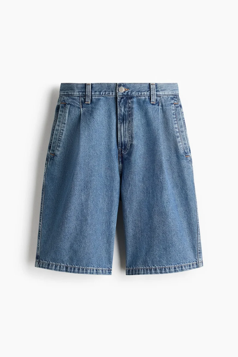 H&M  Baggy pleated denim shorts for Men | Best Price UAE