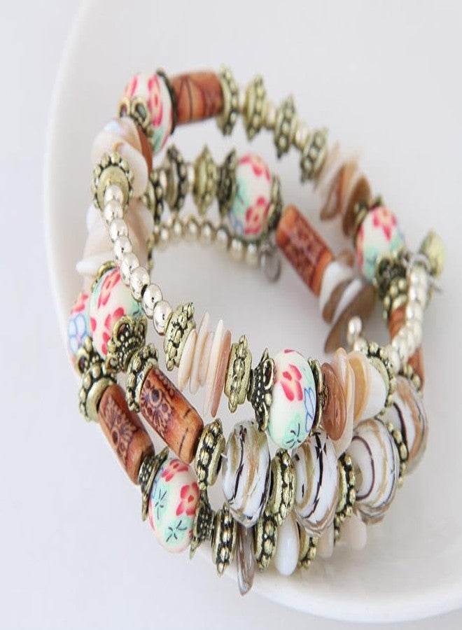 WLL Boho Colorful Multilayer Irregular Agate Beads Charm Bracelets for Women Vintage Jade Stone Man Bracelets Yoga Bangles Ethnic Jewelry (B:White) - Image 2