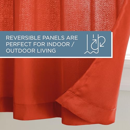 TOWN & COUNTRY BASICS Cabana Solid Heavyweight Indoor Outdoor Curtains, Light Filtering Opacity with Grommet Top, Water Repellent, 2-Pack Set, 54"x84", Mecca Orange - Image 5