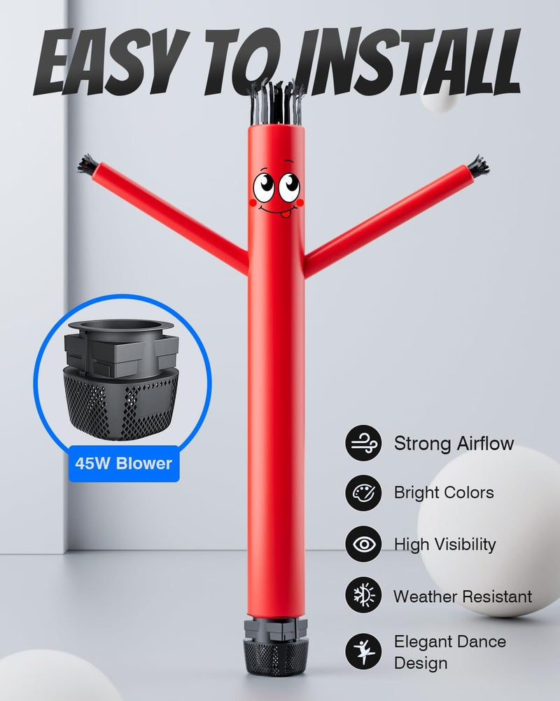 Puligoth Inflatable Tube Man with Blower: 6 FT Tall Dancing Inflatable Tube Guy for Outdoor Decoration with Mini Blower Fan, for Mall Opening, Business Advertising, and Events (RED) - Image 2