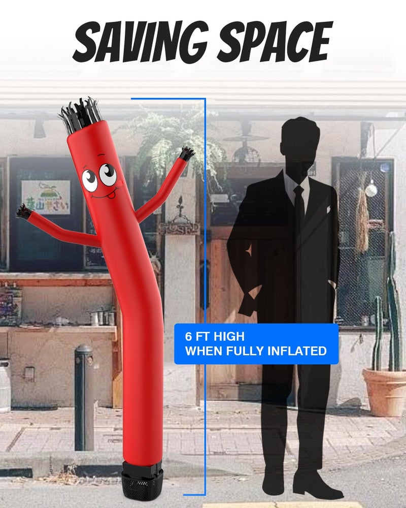Puligoth Inflatable Tube Man with Blower: 6 FT Tall Dancing Inflatable Tube Guy for Outdoor Decoration with Mini Blower Fan, for Mall Opening, Business Advertising, and Events (RED) - Image 3