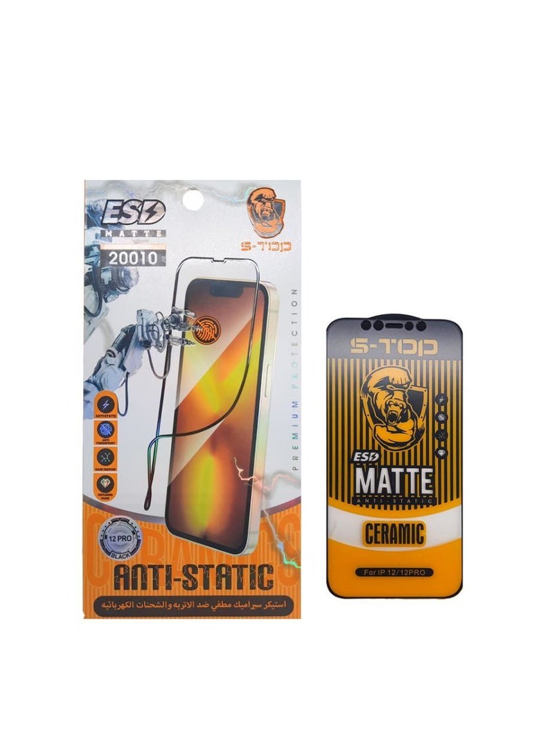 اس-توب لاصقة حماية من الزجاج المقوى لهاتف أبل آيفون 12/12 برو أسود - Image 3