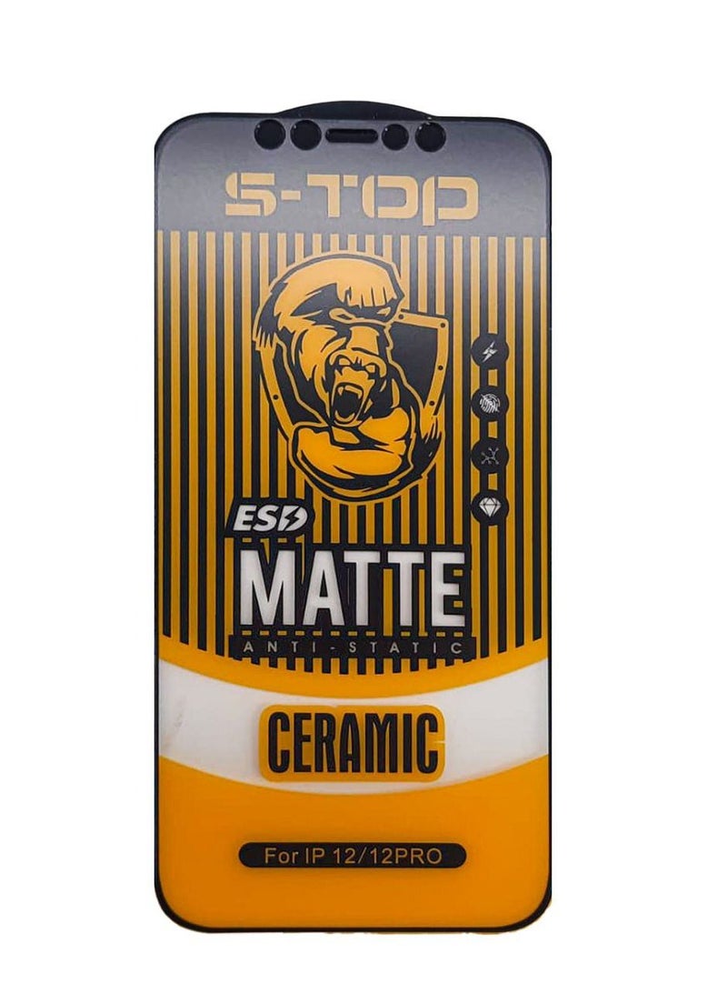 اس-توب لاصقة حماية من الزجاج المقوى لهاتف أبل آيفون 12/12 برو أسود - Image 1