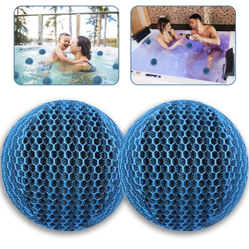 JULMELON JULMELON Hot Tub Scum Absorber, 2 Pack Spa & Pool Scum Eliminating Balls Reusable Hot Tub Oil Absorbing Sponge Washable  - Image 2