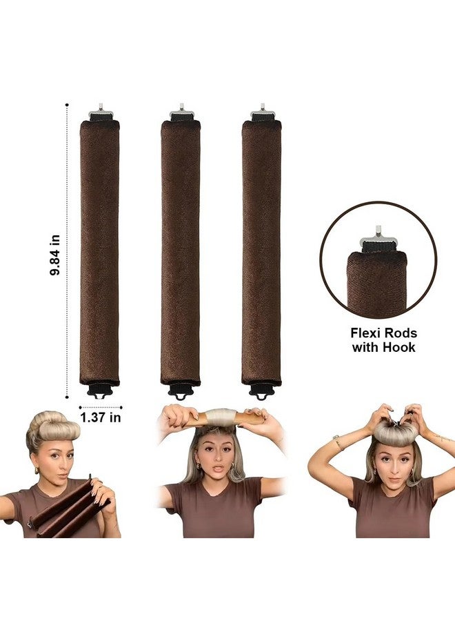 ماي كرييت ® مكواة تجعيد الشعر بدون حرارة، قضيب تجعيد مرن بخطاف، بكرات ساتان لجميع أنواع الشعر، تجعيدات بدون حرارة للنوم لقضبان التجعيد، تجعيدات بدون حرارة لتصفيف الشعر، بني - Image 1