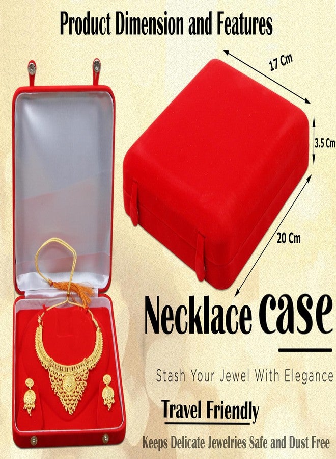LUCES Jewelry Set Velvet Box Necklace Pendant Earring Ring Bracelet Pearl Storage Holder Display Box for Wedding Engagement Anniversary Red 2pcs - Image 4