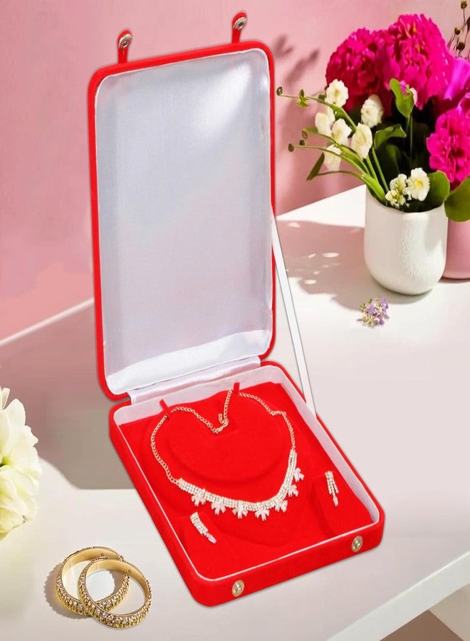 LUCES Jewelry Set Velvet Box Necklace Pendant Earring Ring Bracelet Pearl Storage Holder Display Box for Wedding Engagement Anniversary Red 2pcs - Image 3